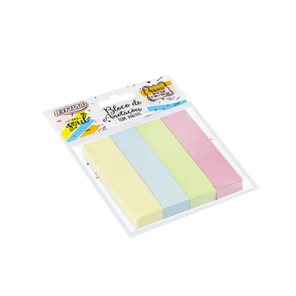 BLOCO SLIM SMART NOTES 19X76MM - PASTEL- 4BLOCOS