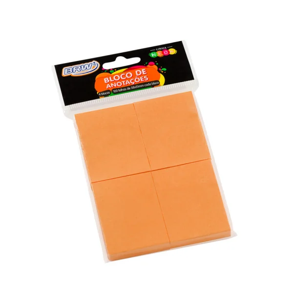 BLOCO SMART NOTES 38X51MM- LARANJA NEON - 4BLOCOS