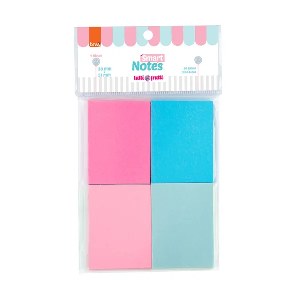 BLOCO SMART NOTES 38X51MM- TUTTI-FRUTTI - 50FLS - 4BLOCOS