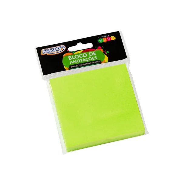 BLOCO SMART NOTES 76X76MM- VERDE NEON - 100FLS - 1BLOCO