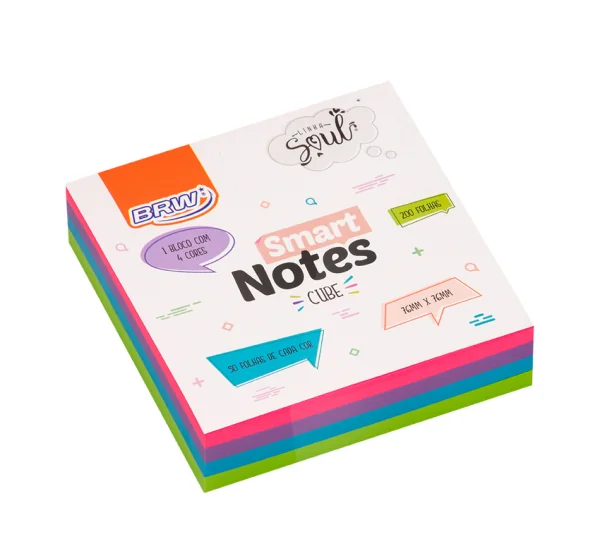 BLOCO CUBO SMART NOTES CUBE 76X76MM - COLORIDO NEON -200FLS