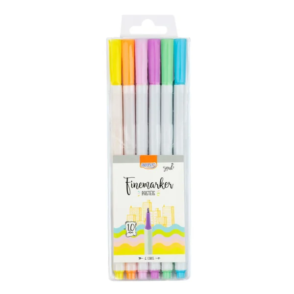 CANETINHA HIDROGRÁFICA FINE MARKER 1.0MM - CORES PASTÉIS - BLISTER C/ 6UN