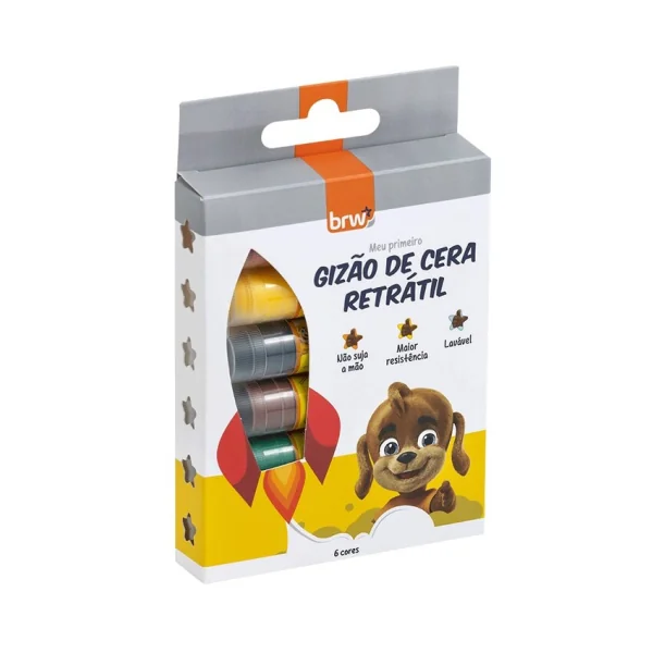 GIZ DE CERA GIZÃO RETRÁTIL 6 CORES