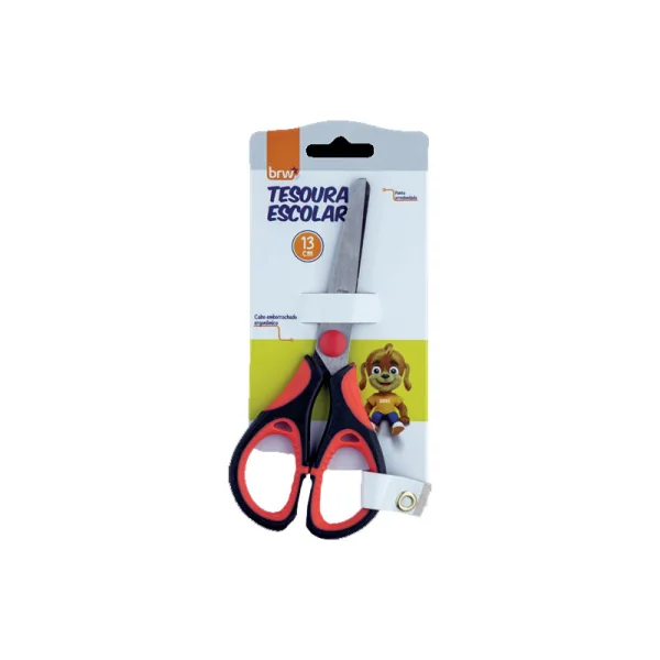 Tesoura escolar aço inox cabo emborrachado - 13cm