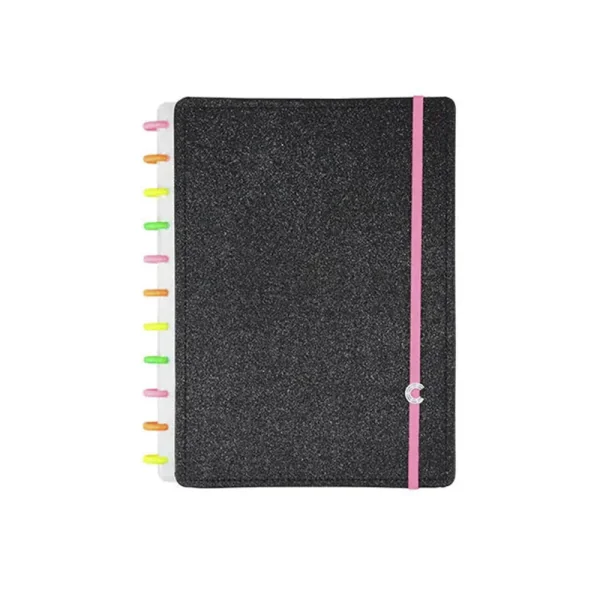 CADERNO INTELIGENTE LETS GLITTER NEON BLACK - MEDIO