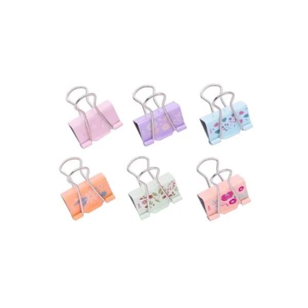 BINDER CLIPS LOVE FLOWERS 32MM C/6UNID