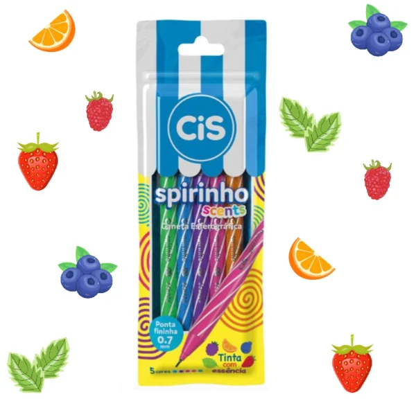 KIT CIS SPIRINHO - 5un (CANETA ESFEROGRÁFICA COM CHEIRINHO)