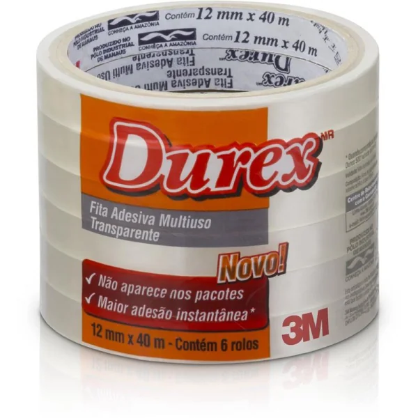 FITA ADESIVA DUREX TRANSPARENTE 12MMX40M - 3M