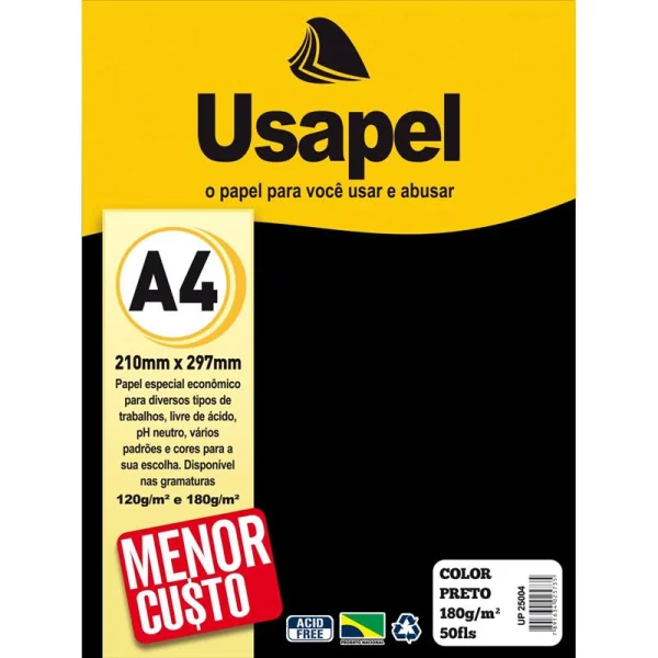 PAPEL A4  USAPEL PRETO 180G