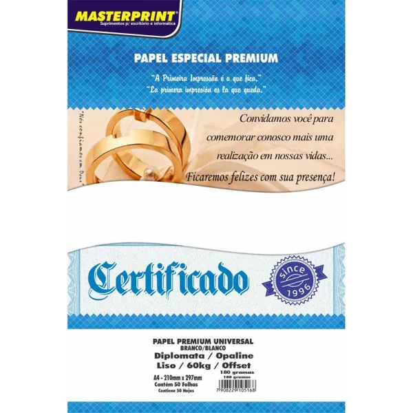 PAPEL A4 DIPLOMATA BRANCO PREMIUM 180G