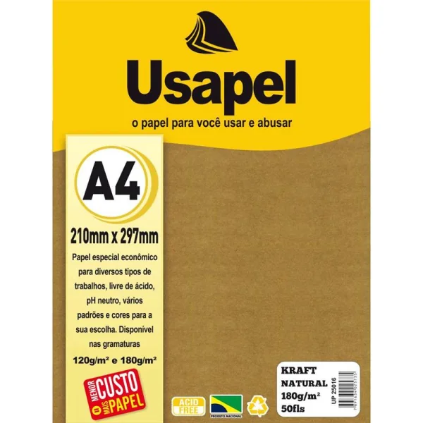 PAPEL A4 KRAFT NATURAL 180G