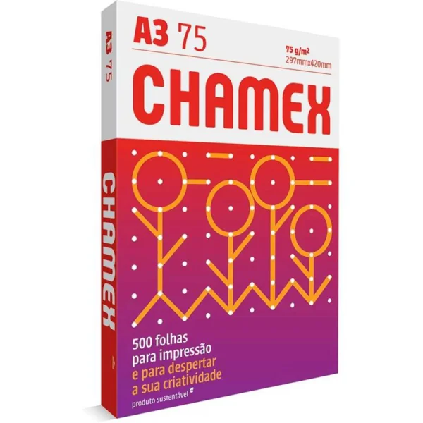 PAPEL SULFITE A3 CHAMEX 75G - 500 FOLHAS