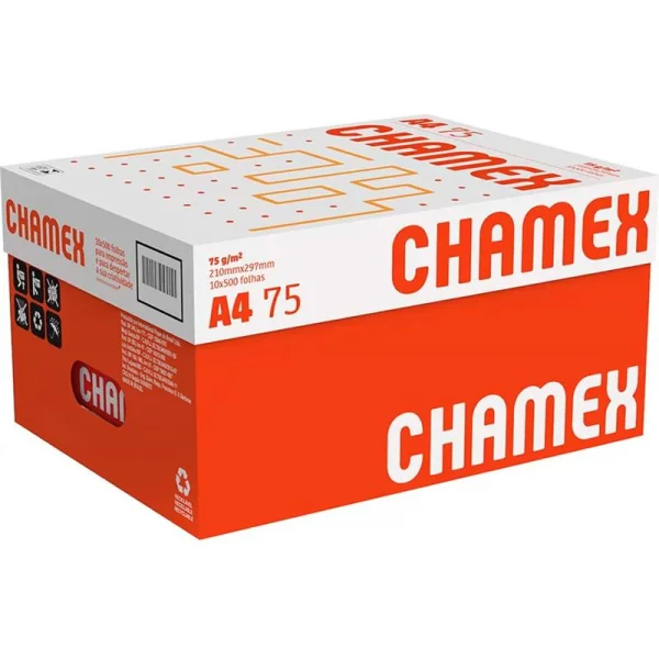 CAIXA FECHADA PAPEL SULFITE A4 CHAMEX 75G - 10 PACOTES