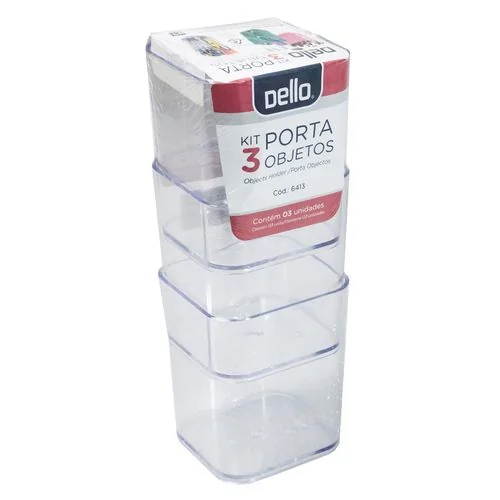 KIT C/ 3 PORTA OBJETOS CRISTAL