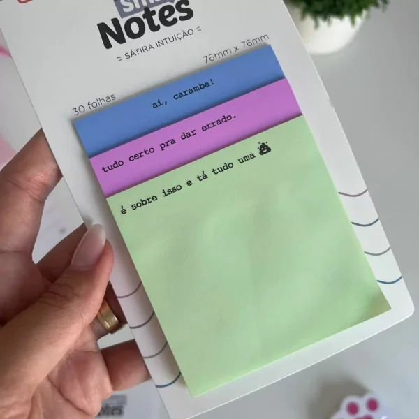 BLOCO SMART NOTES 76X76MM - SÁTIRA INTUIÇÃO - 30 FLS  C/ 3 BLOCOS