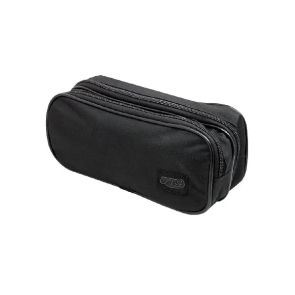 ESTOJO POLIÉSTER DUPLO - 2 ZIPERS - PRETO LISO