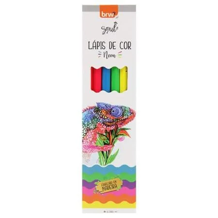 LÁPIS DE COR NEON BRW - 6 CORES