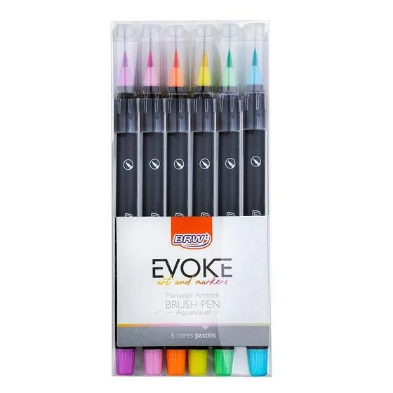 MARCADOR ARTÍSTICO BRUSH PEN EVOKE COR PASTEL - 06 UN