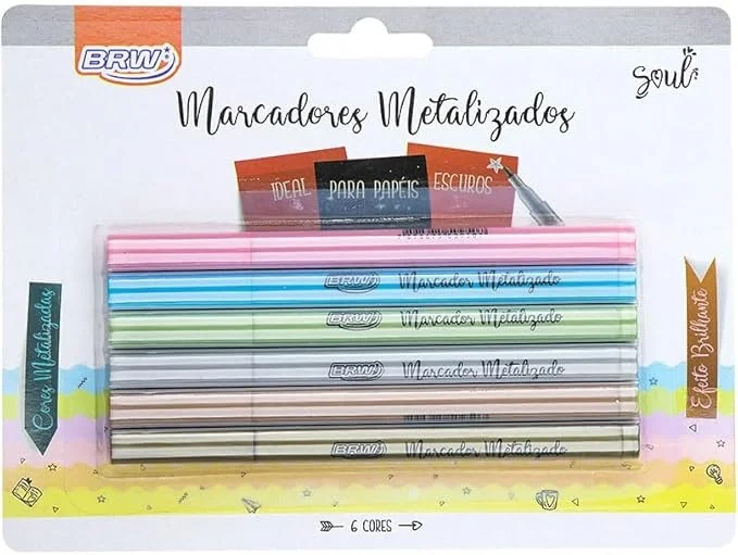 MARCADOR PONTA FINA METALIZADOS - BLISTER C/ 6UN