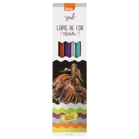 LÁPIS DE COR METALIZADO BRW - 6 CORES