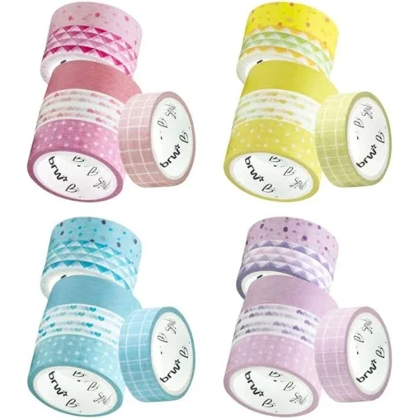 FITA ADESIVA WASHI TAPE PASTEL ESTAMPADA - 10MMX5M