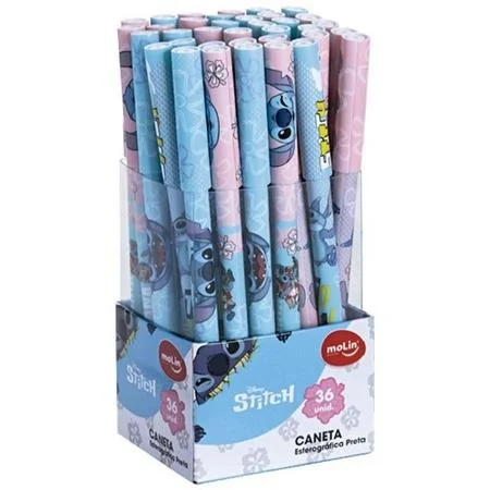 CANETA ESFEROGRÁFICA STITCH ESCRITA PRETA