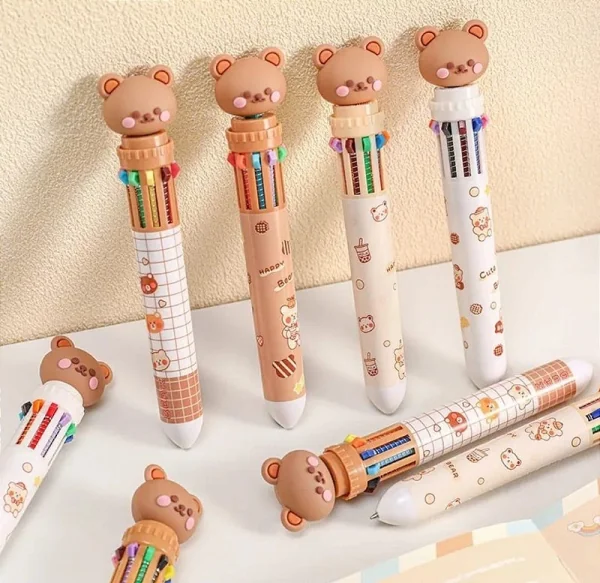 Caneta 10 Cores Urso Ursinho