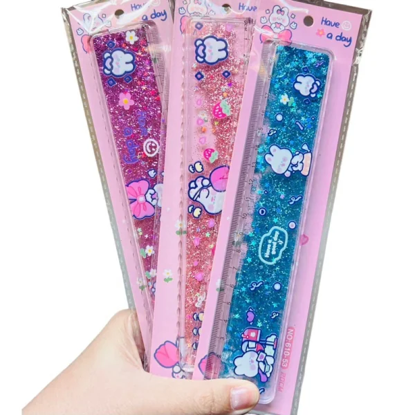 RÉGUA COM ÁGUA E GLITTER 20 CM 