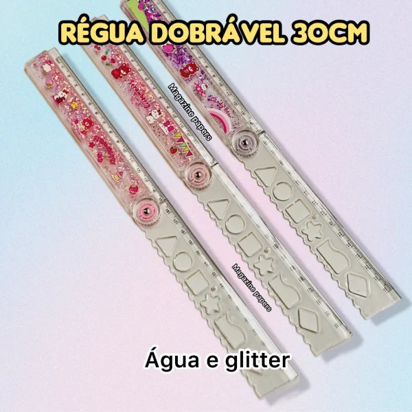 RÉGUA DOBRÁVEL 15CM / 30CM - COM ÁGUA E GLITTER