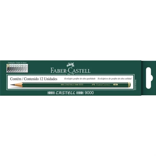 LÁPIS PRETO TECNICO 9000 6B PRETO FABER-CASTELL
