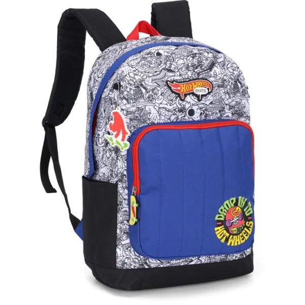MOCHILA HOT WHEELS SKATE G BRANCO - LUXCEL