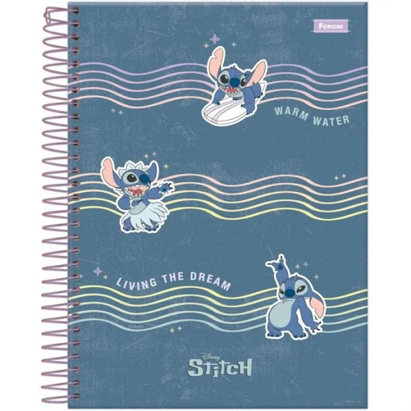 CADERNO COLEGIAL 1M 80F - STITCH