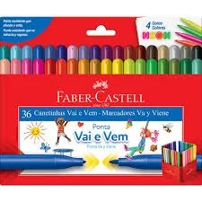 CANETA HIDROGRAFICA VAI E VEM 36 CORES FABER-CASTELL
