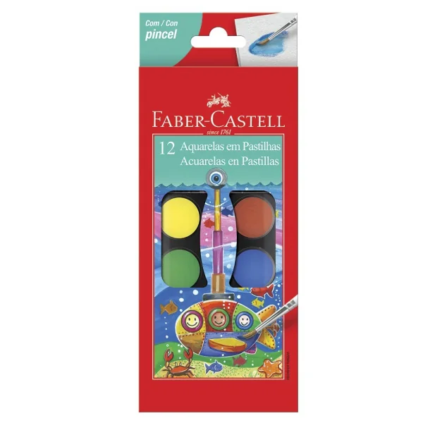 PASTILHA DE AQUARELA 12 CORES FABER-CASTELL