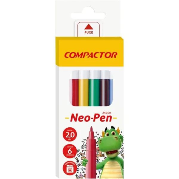 CANETINHA HIDROGRÁFICA NEO-PEN MIRIM 06 CORES - COMPACTOR