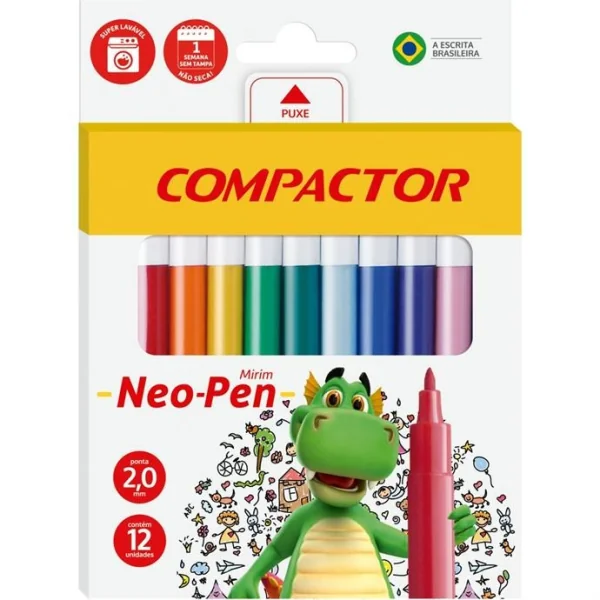 CANETINHA HIDROGRÁFICA NEO-PEN MIRIM 12 CORES - COMPACTOR