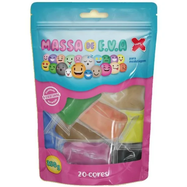 MASSA DE EVA 20 CORES SORTIDAS TOTAL 250G