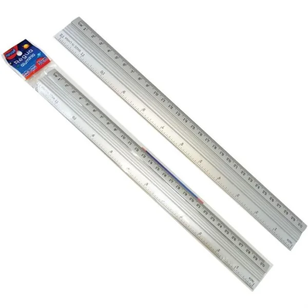 RÉGUA DE ALUMÍNIO 30CM PRATA - V.M.P.