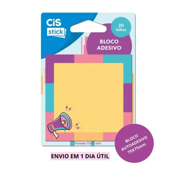 BLOCO ADESIVO 75X75MM C/20 FLS - MEGAFONE