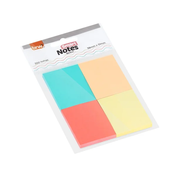 BLOCO SMART NOTES 38X51MM - BEACH - 50 FLS - BLISTER COM 4 BLOCOS