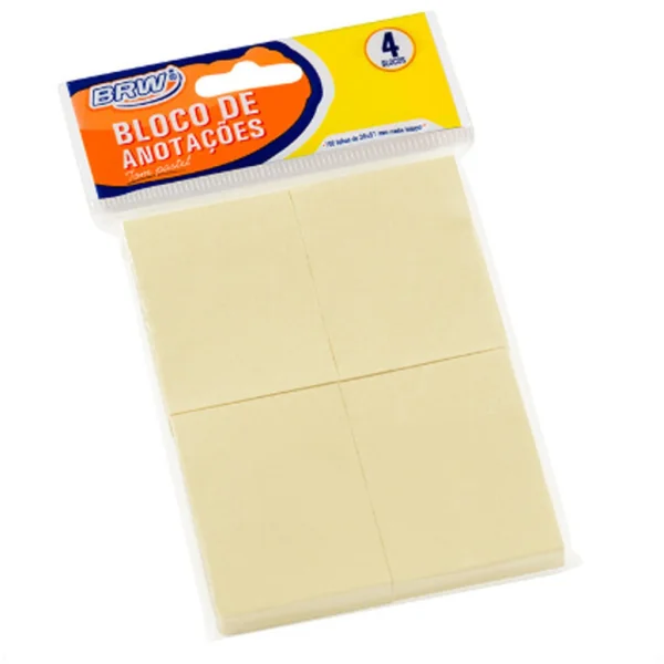 BLOCO SMART NOTES 38X51MM- AMARELO PASTEL - 100FLS - 4BLOCOS
