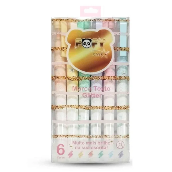 KIT MARCA TEXTO GLITTER STAR 6 CORES - FOFY