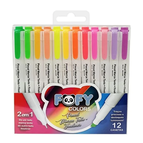PINCEL MARCA TEXTO FINELINER 12 CORES - FOFY
