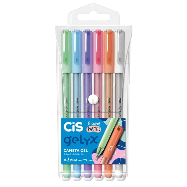 CANETA CIS GELYX 0,8 MM ESTOJO COM 6 UNIDADES - PASTEL