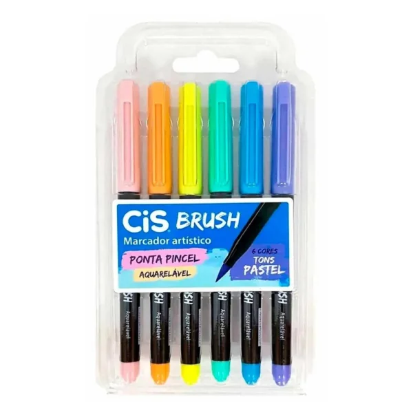 KIT MARCADOR CIS BRUSH TONS PASTEL - 6 un