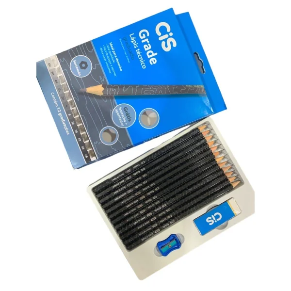 KIT LÁPIS DE ESCREVER TÉCNICO - GRADE - GRADUADO DIVERSO CIS 12 UNIDADES