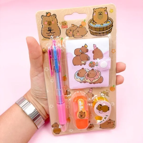KIT ESCOLAR CAPIVARA - 4 PEÇAS