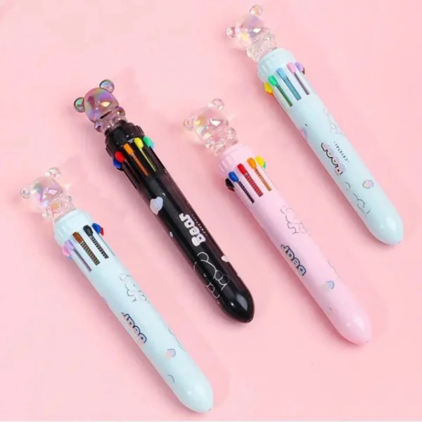 Caneta 10 Cores - Urso Cristal
