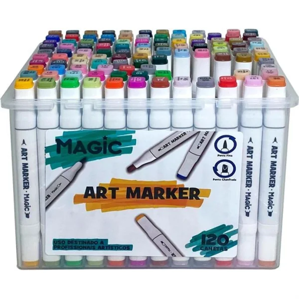 MALETA MARCADOR BRANCO - ART MARKER MAGIC KIDS - 120 CORES