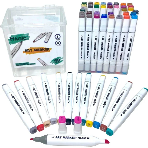 MALETA MARCADOR BRANCO - ART MARKER MAGIC KIDS - 48 CORES
